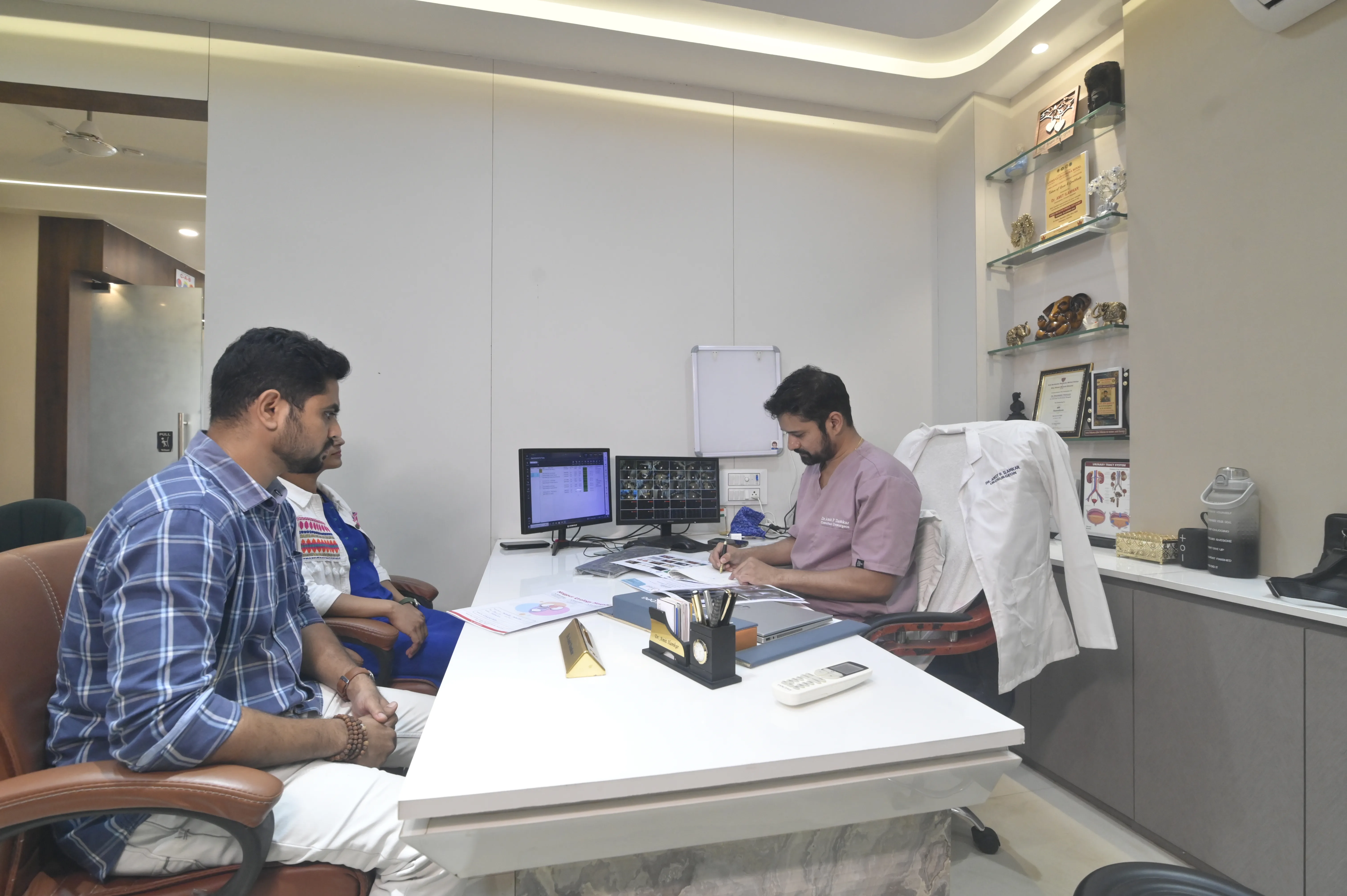 Doctor in active consultation
